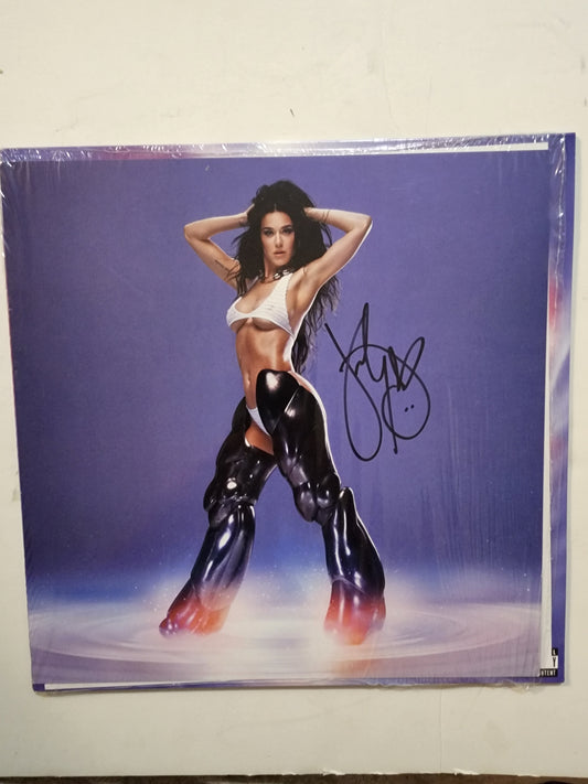 Katy Perry Hand Signed Art Card with 143 Album in Silver Vinyl LP